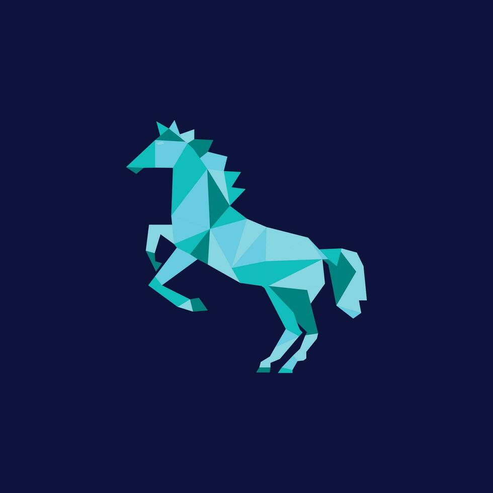 caballo azul geométrico vector para logo diseño