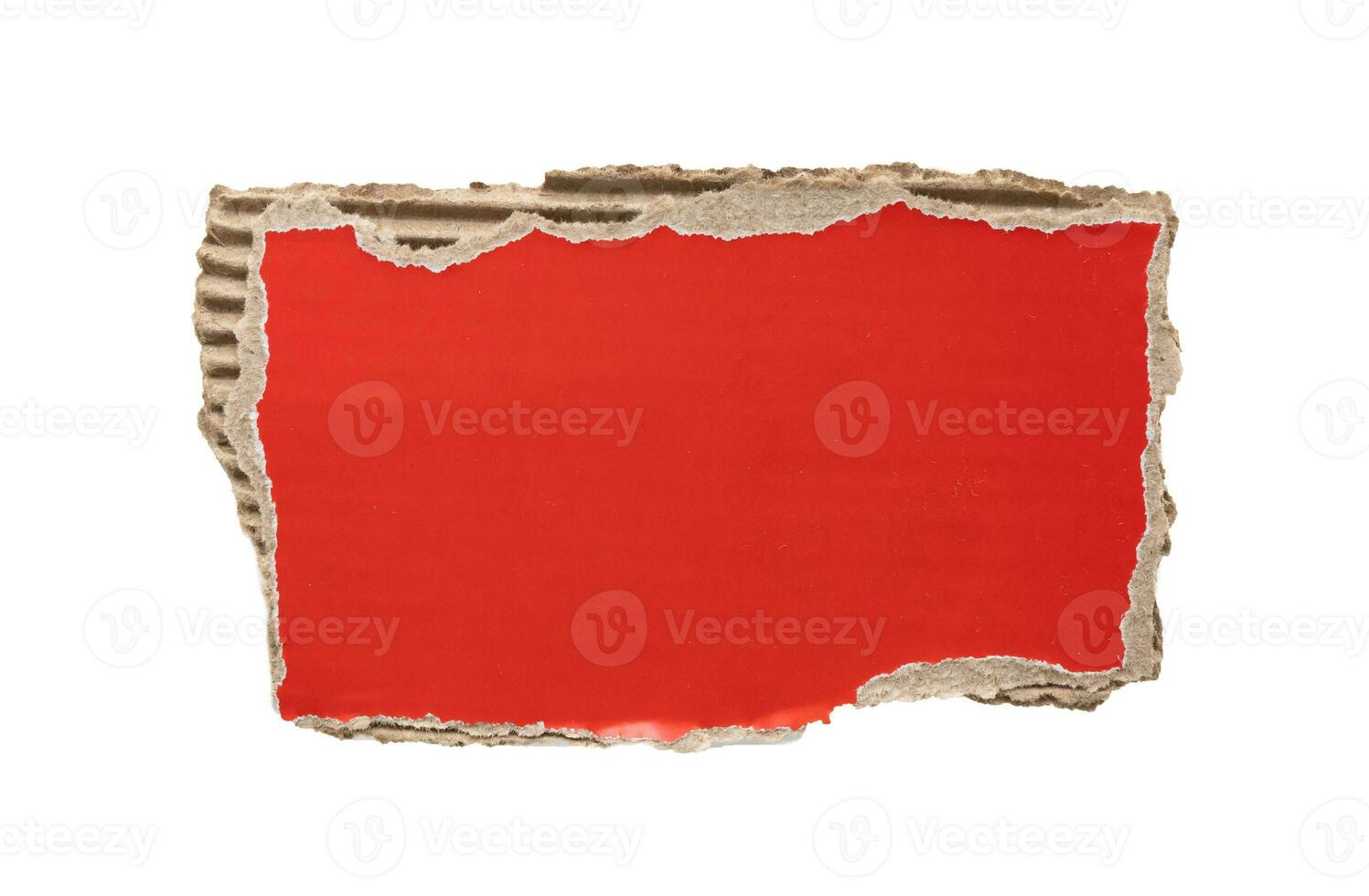 piece of red cardboard paper tear isolated on white background photo