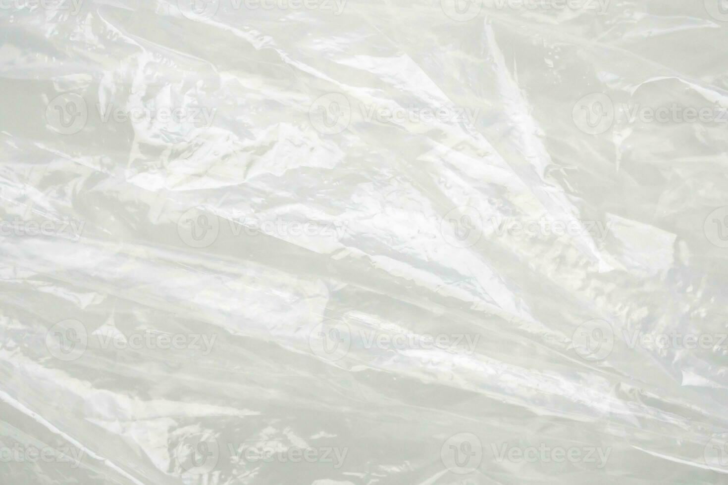 transparent plastic bag texture on white background photo