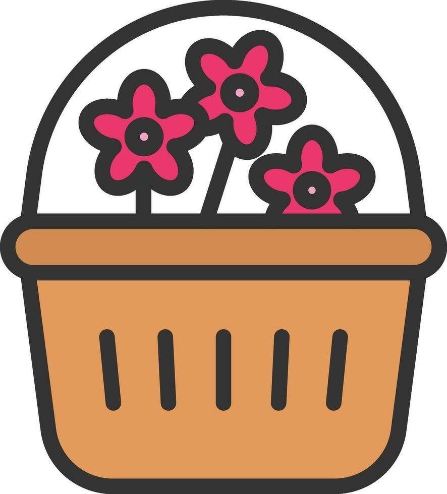 flores en cesta icono imagen. vector