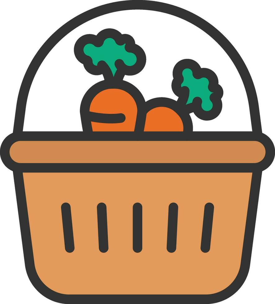 Carrots in Basket Icon Image. vector