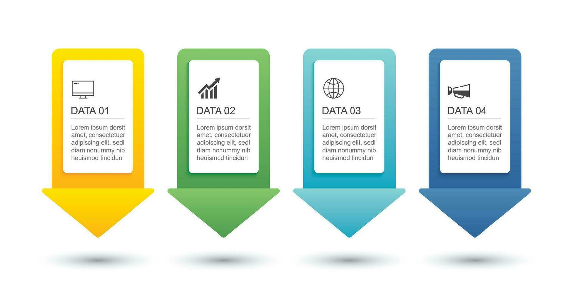 4 4 datos infografia flecha modelo. vector ilustración resumen antecedentes.