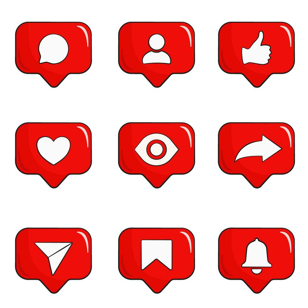 conjunto de social medios de comunicación notificación íconos vector
