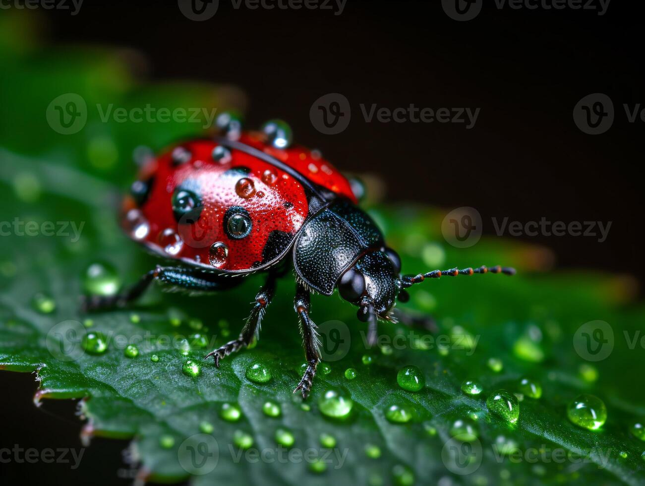 Nature's Beauty - A Close-up of a Ladybug on a Lush Green Leaf - photo