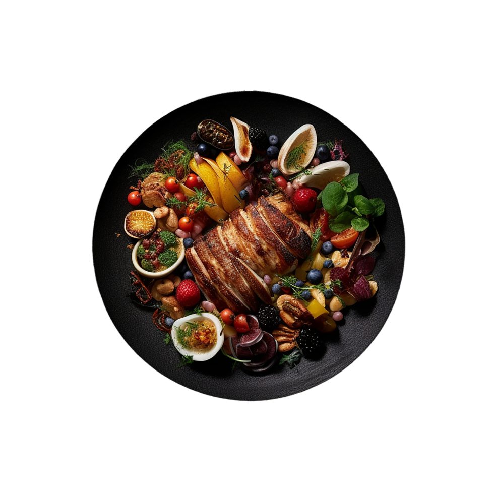 Restaurant food Png, Restaurant food top view AI Generative png