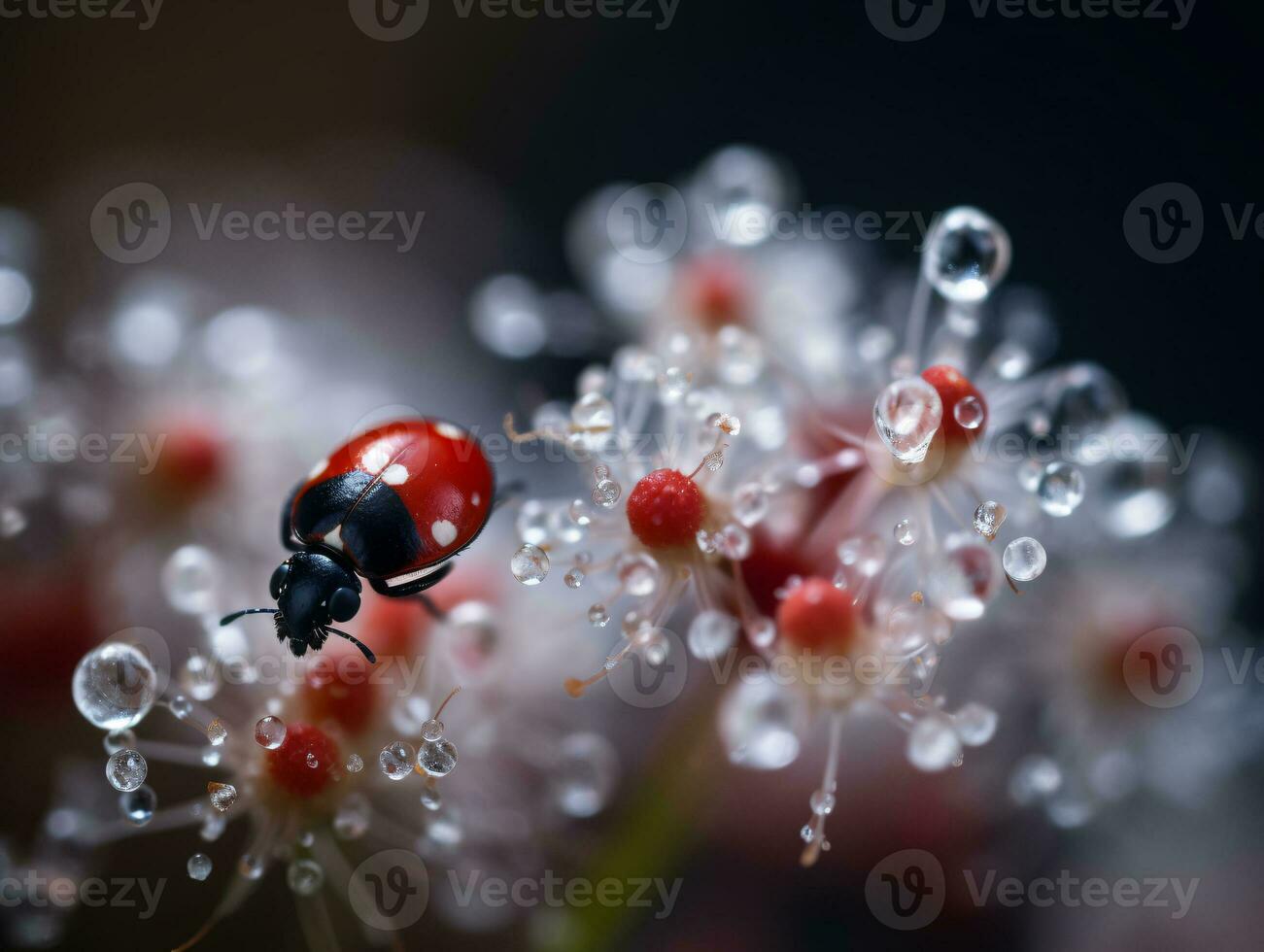 Dreamlike Nature - Capturing the Beauty of a Tiny Insect on a White Petal - AI generated photo