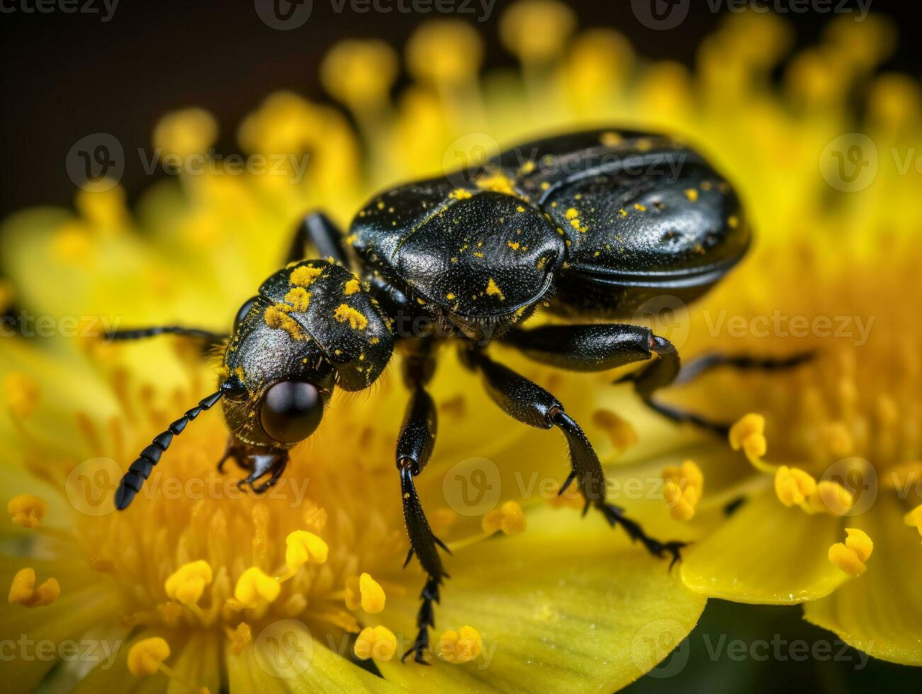 Macro Photography - Capturing the Intricate Details of a Beetle on a Flower - AI generated photo