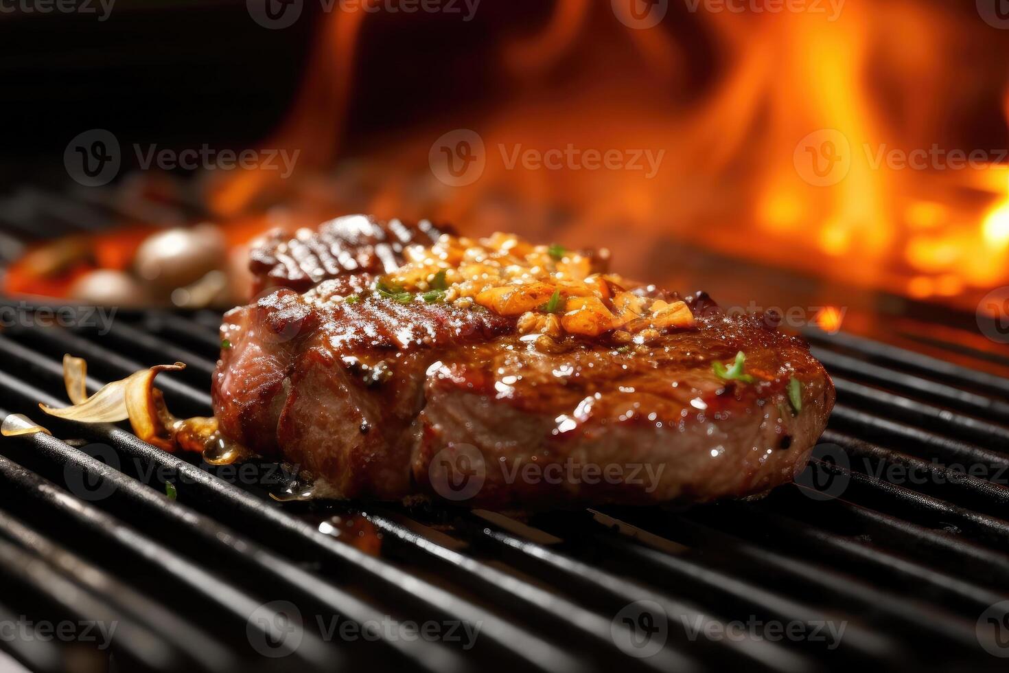 Savor the Flavor - A Tempting Close-Up of a Juicy Beef Steak on a Stove - photo
