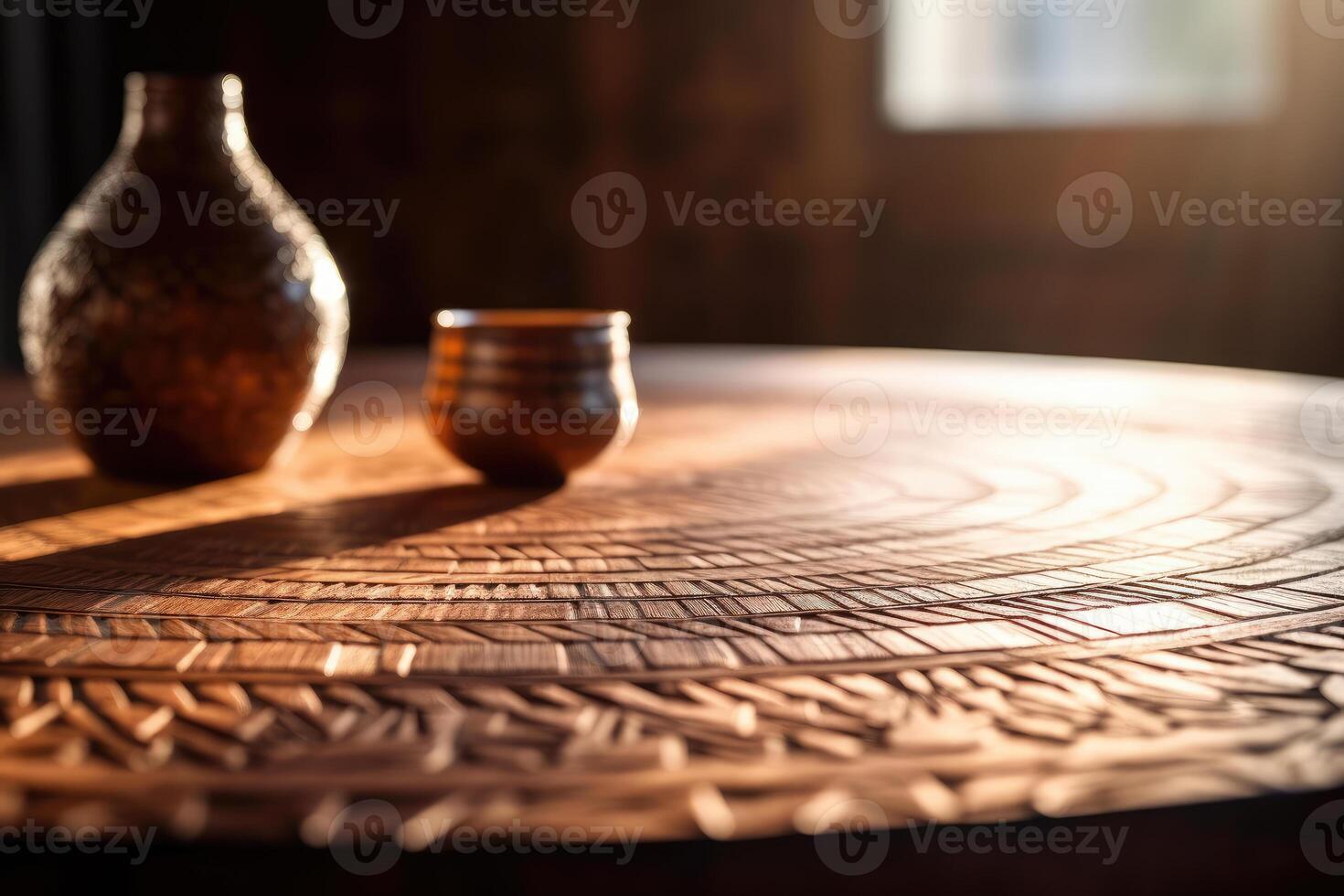 Texture in Focus - A Serene Close-Up of a Wooden Table - photo