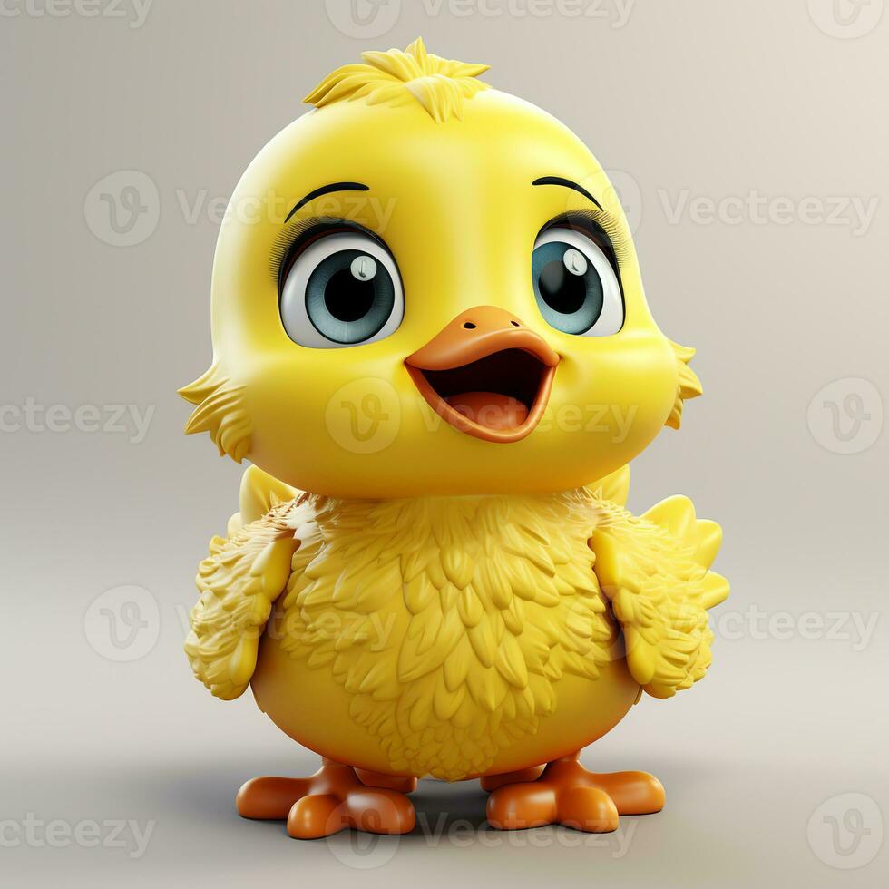 Yellow cute duck cartoon photo