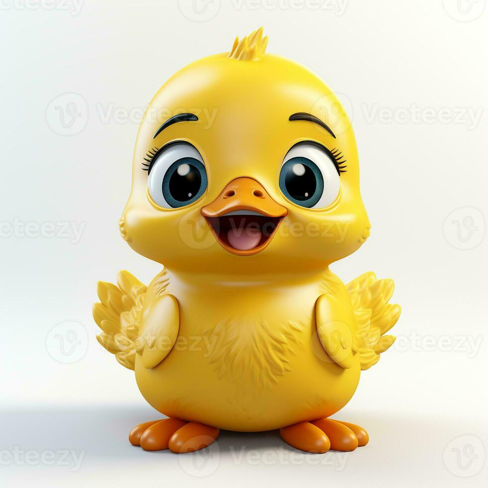 Yellow cute duck cartoon photo