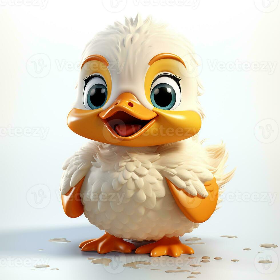 Yellow cute duck cartoon photo