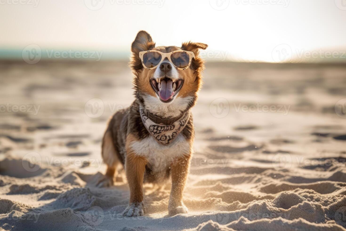 Beach Bum - A Joyful Canine Soaks Up the Sun - AI generated photo