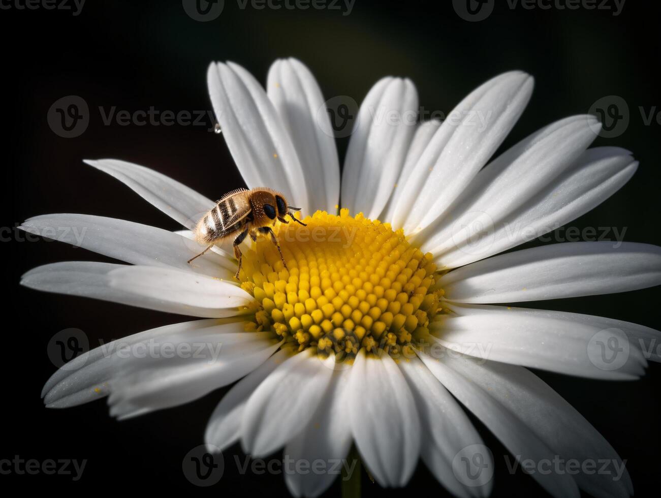 The Intricate Details of a White Daisy and Its Visitor - photo