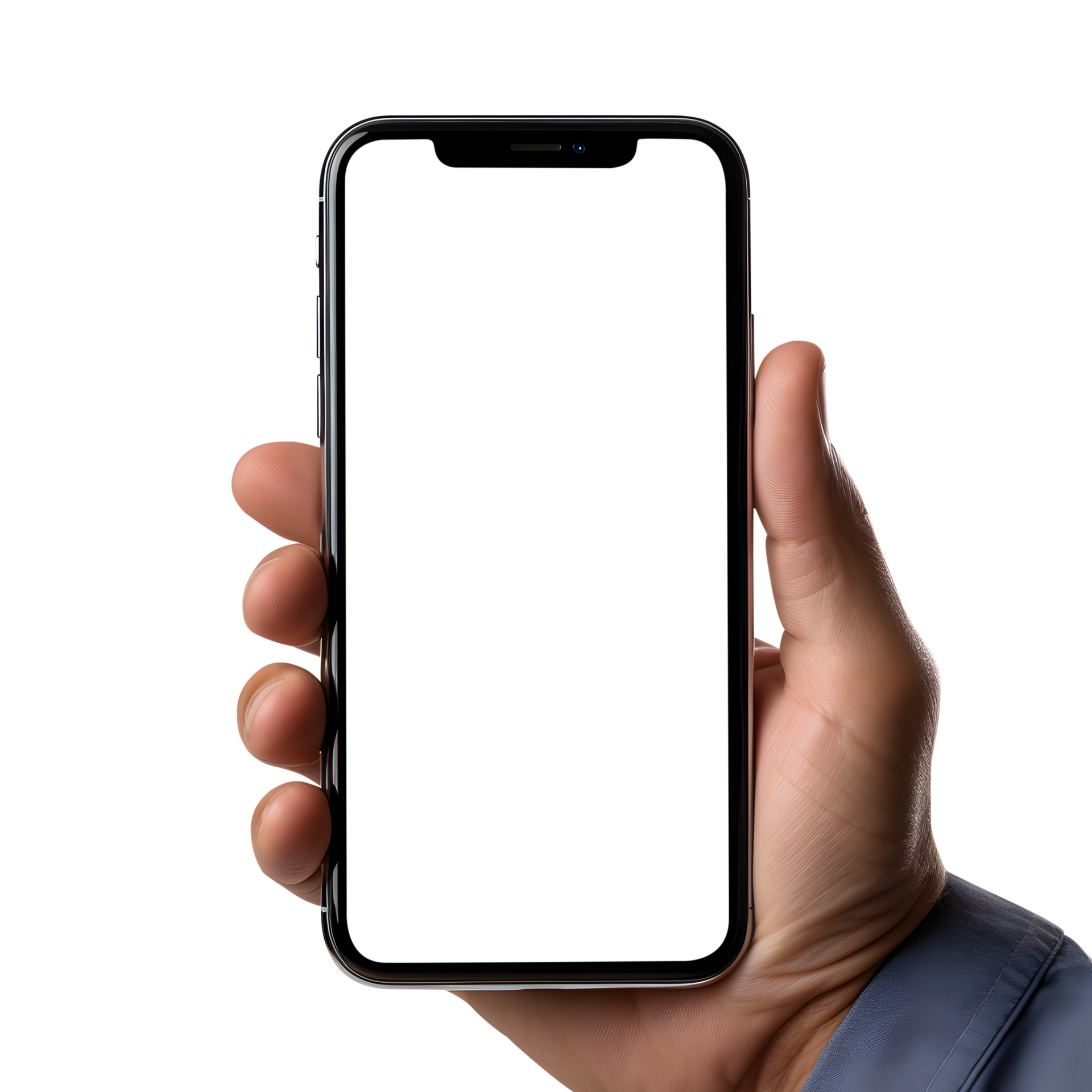 Man hand holding the smartphone with blank screen mockup, Cutout, AI ...