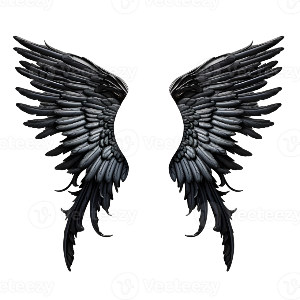 Black evil wings, Cutout, AI Generative png
