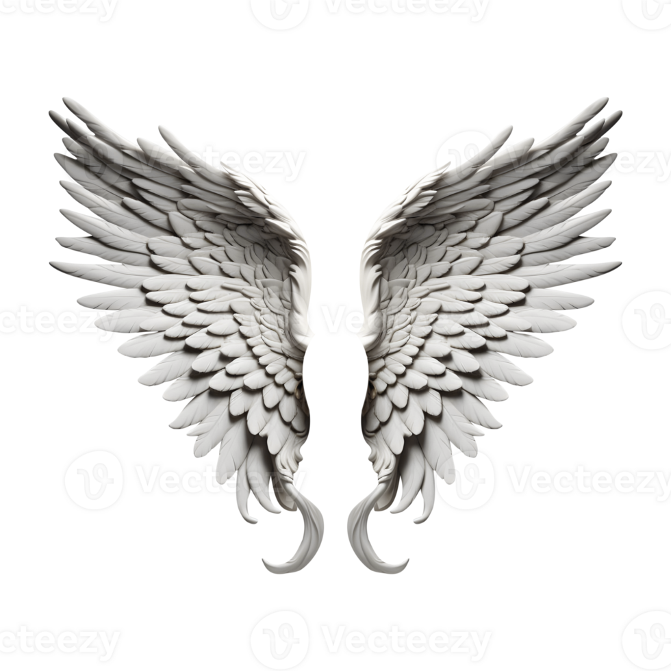 White angel wings, Cutout, AI Generative png
