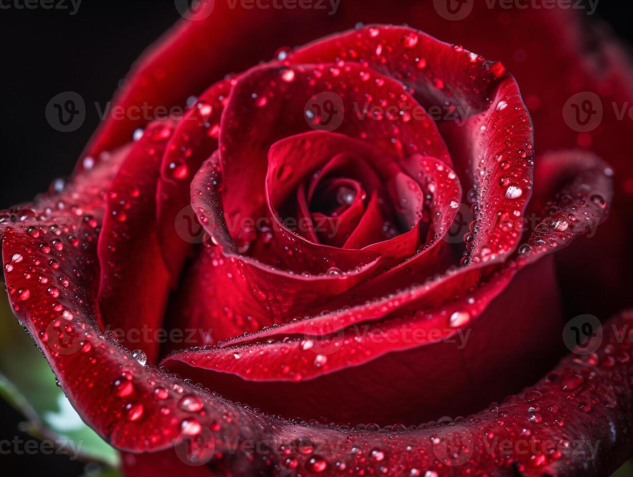 Amplifying the Beauty of a Red Rose - Macro Photography with a Blurred Background - AI generated photo