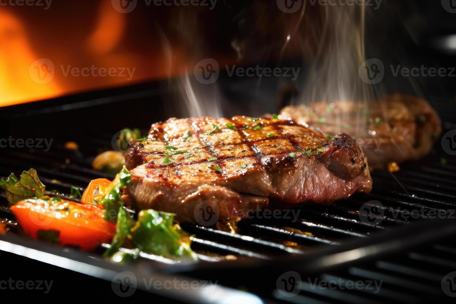 Kitchen Magic - A Close-Up Shot of a Sizzling Beef Steak That Will Make Your Taste Buds Dance - photo