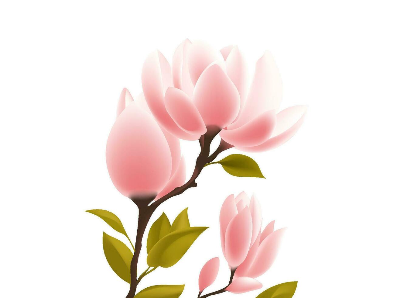 Vector hand painted pink magnolia