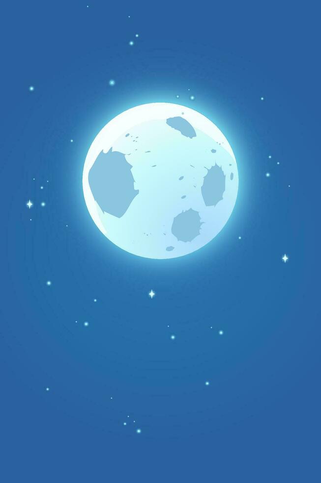 Vector illustration of starry night and full moon