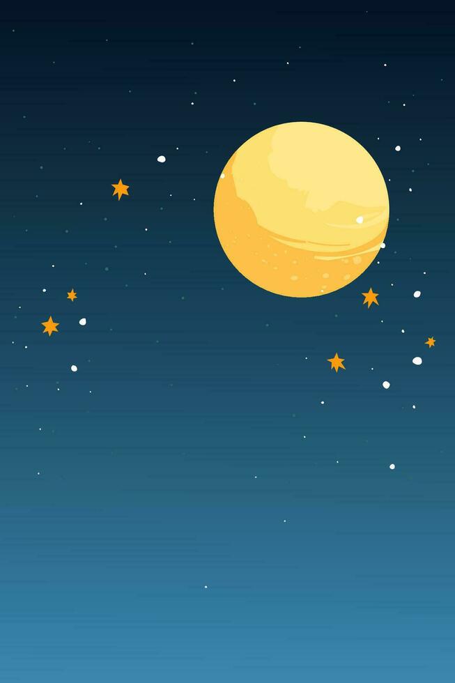 Vector illustration of starry night and full moon