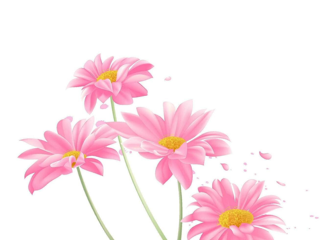 Vector hand painting of spring blooming flowers