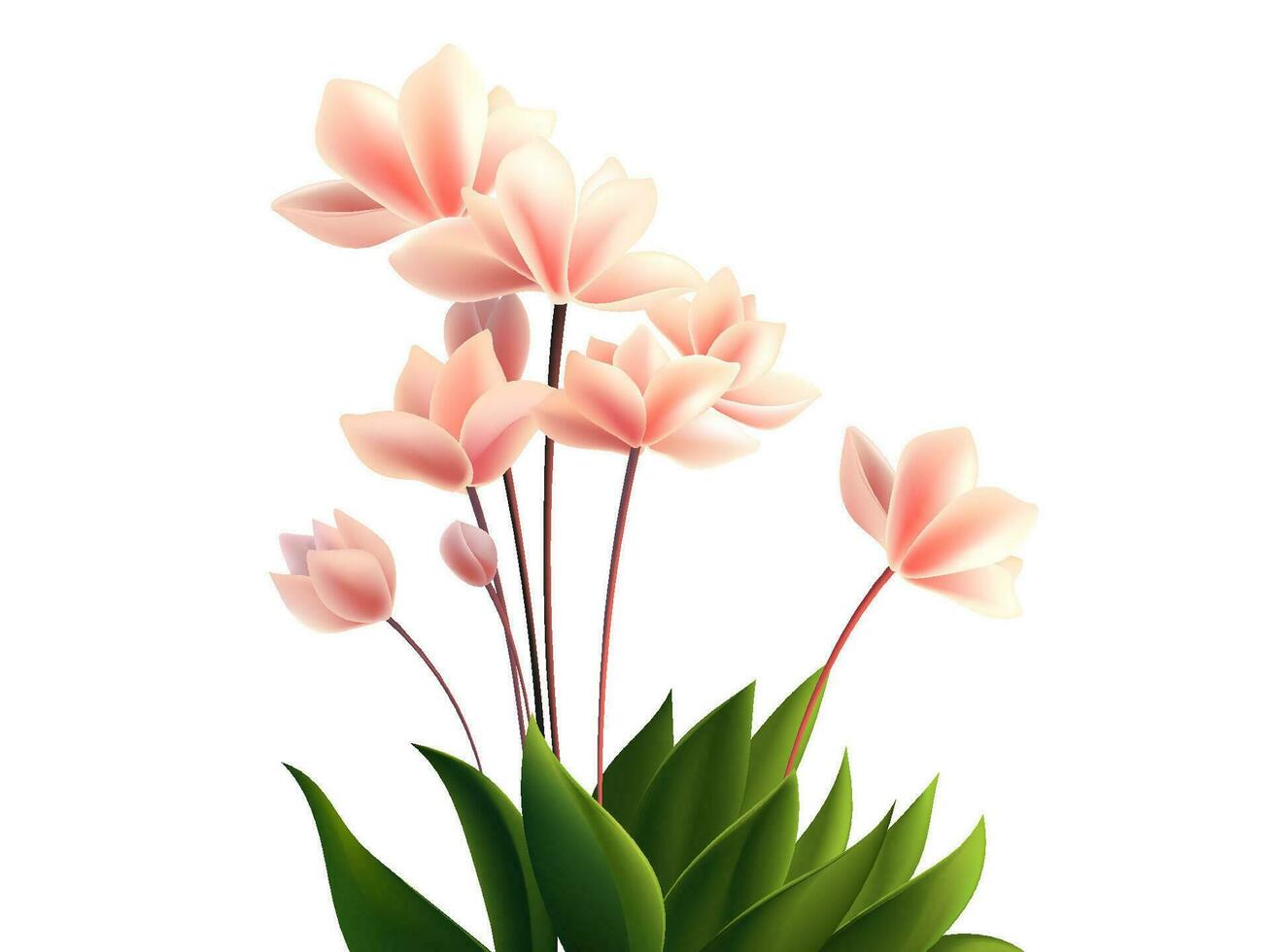 Vector hand painted pink flowers