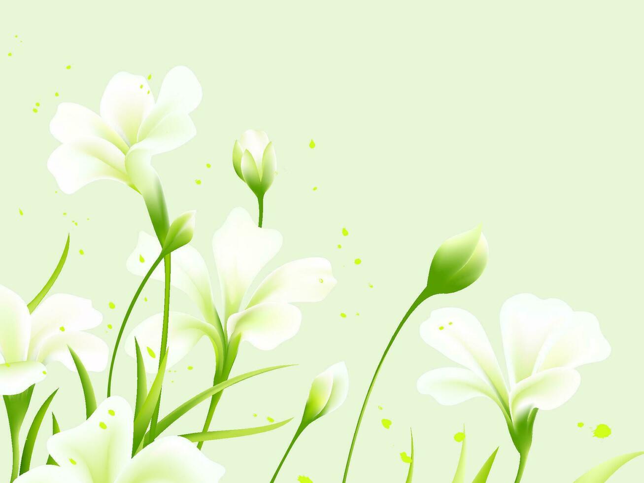 Vector hand painted spring green flower