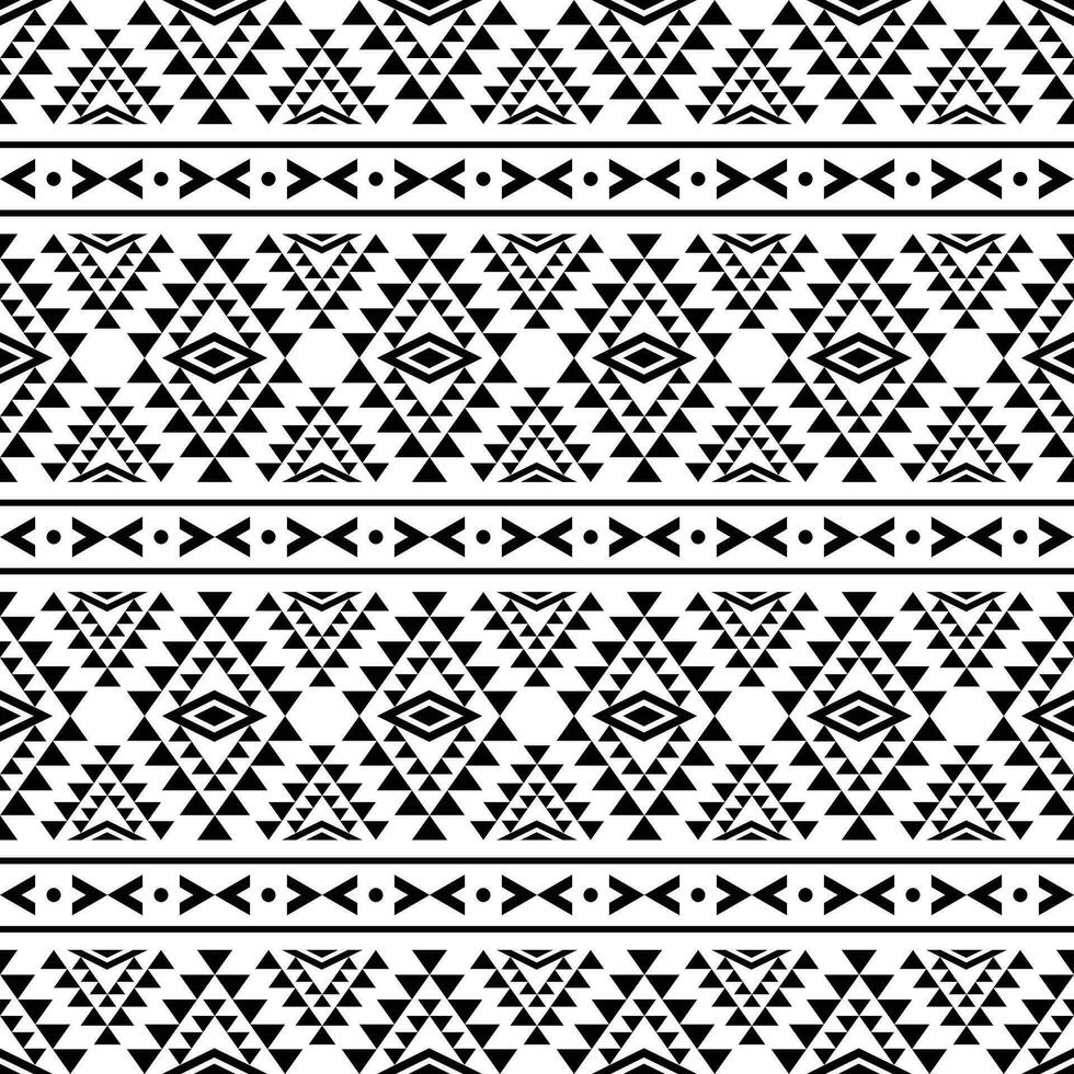 Aztec tribal vector with seamless stripe pattern in black and white colors. Abstract ethnic geometric art print design for textile template and print fabric.