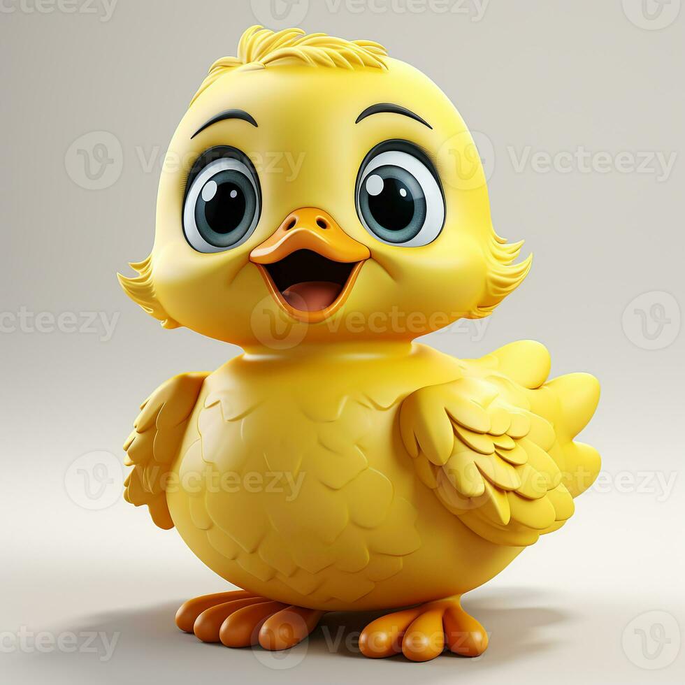 Yellow cute duck cartoon photo