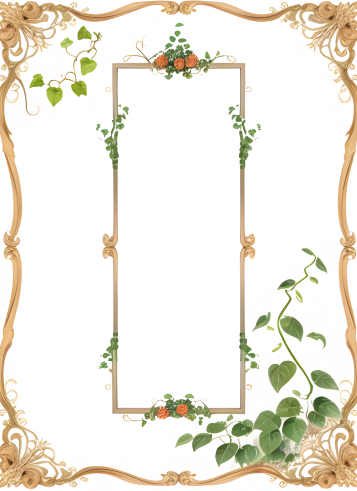 Vines Border Frame Ai Generative png