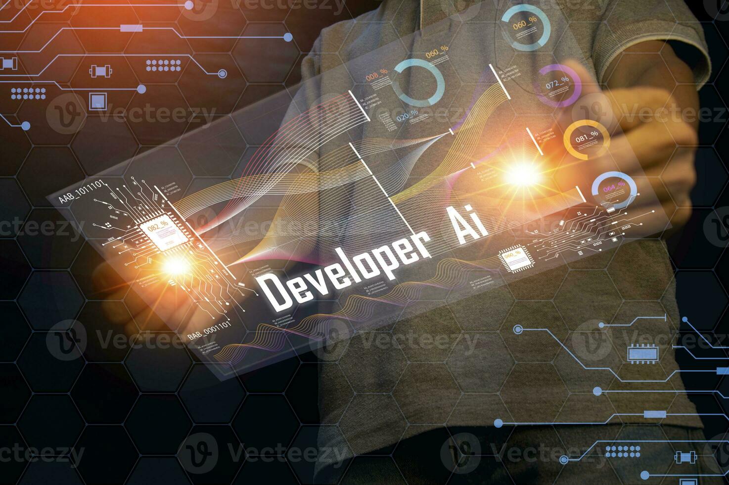 The concept of developing an artificial intelligence system that can interact with humans and be used in the industry 5.0 system. photo