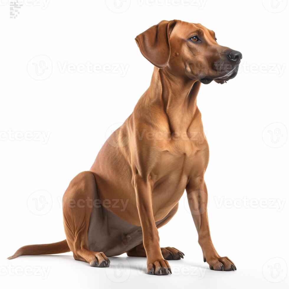 Rhodesian Ridgeback breed dog isolated on a bright white background photo