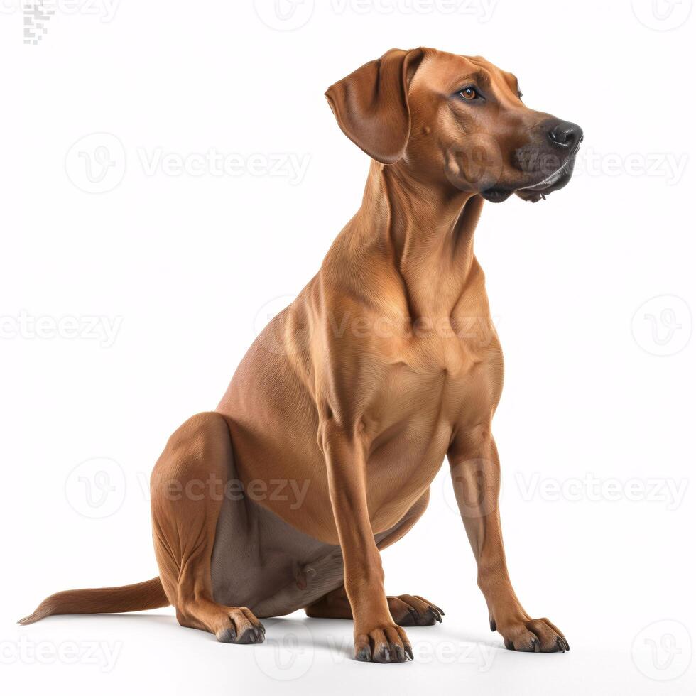 ai generativo rodesiano ridgeback raza perro aislado en un brillante blanco antecedentes foto