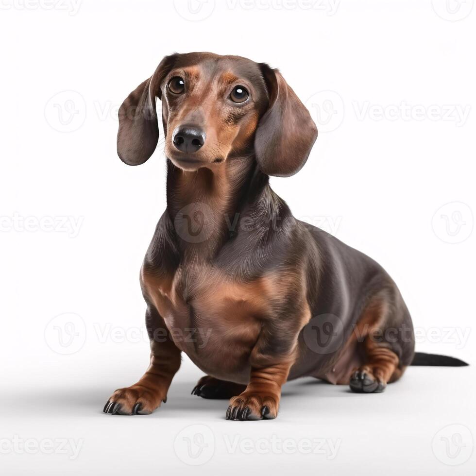 dachshund breed dog isolated on a bright white background photo