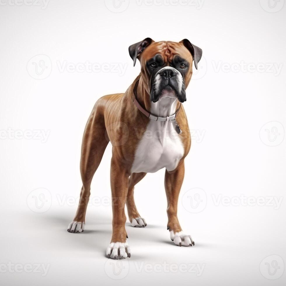 Boxer breed dog isolated on a clear white background photo