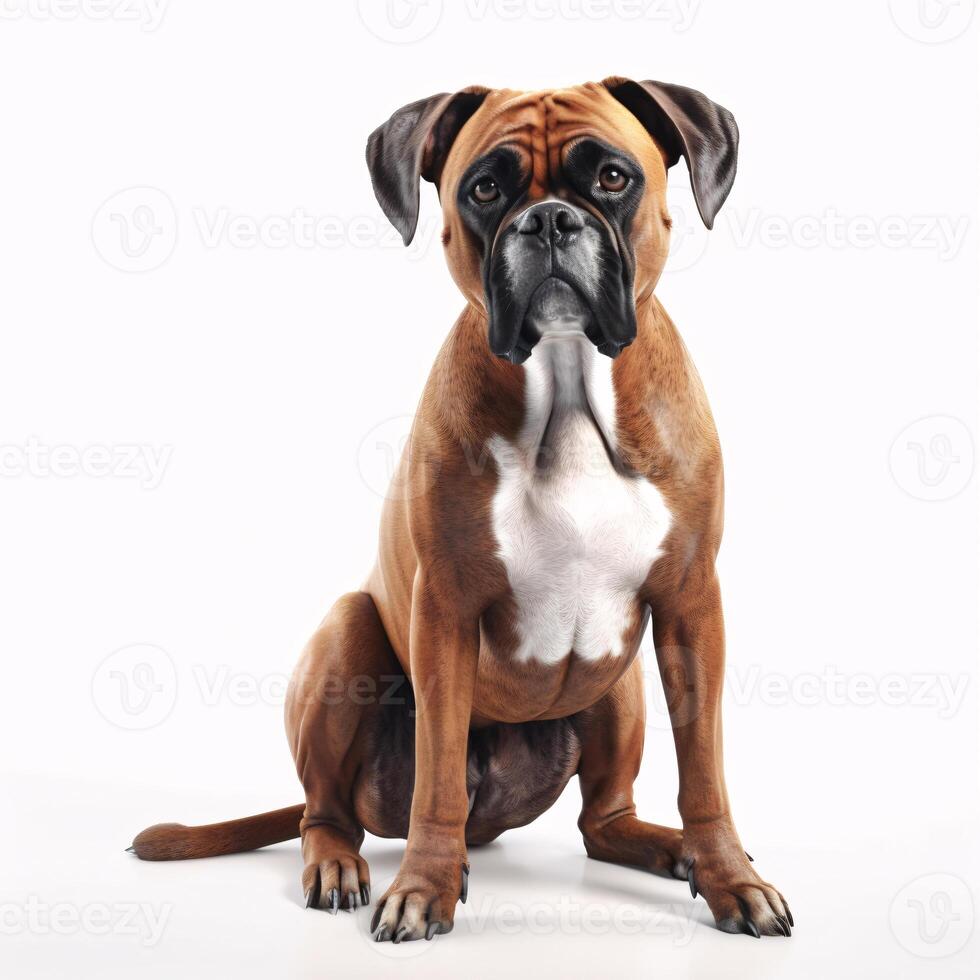 Boxer breed dog isolated on a clear white background photo