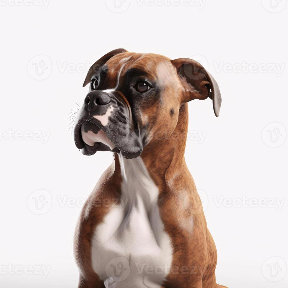 Boxer breed dog isolated on a clear white background photo