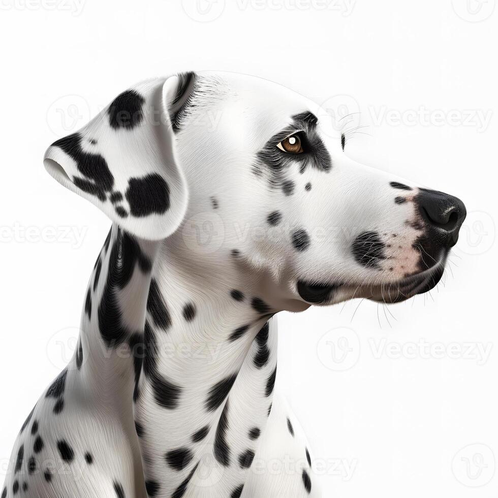 Dalmatian breed dog isolated on a bright white background photo