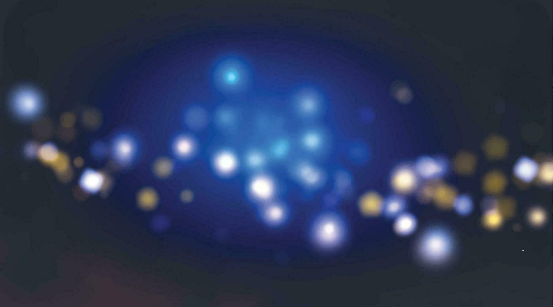 background of abstract glitter lights. blue, gold and black. de focused. vector