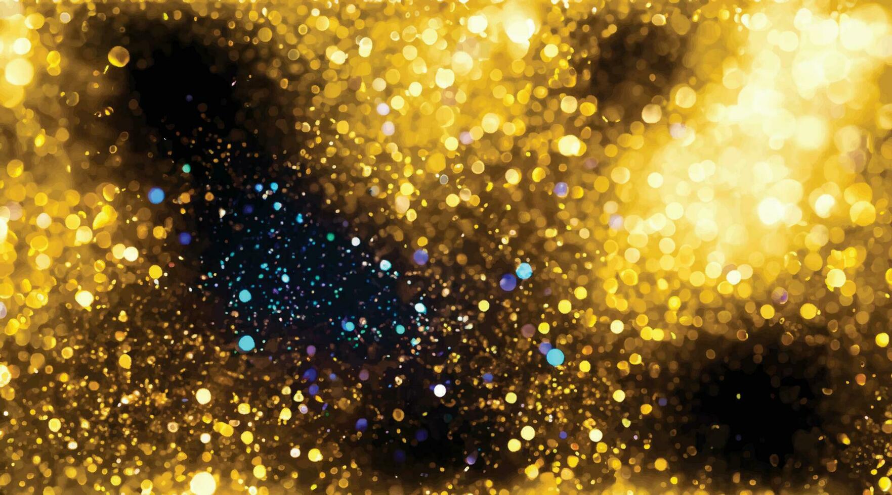 background of abstract glitter lights. blue, gold and black. de focused. vector