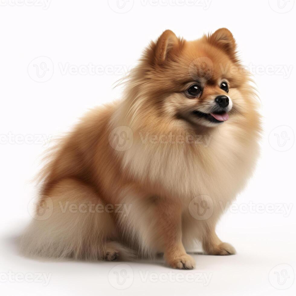 ai generativo pomeranio raza perro aislado en un claro blanco antecedentes foto