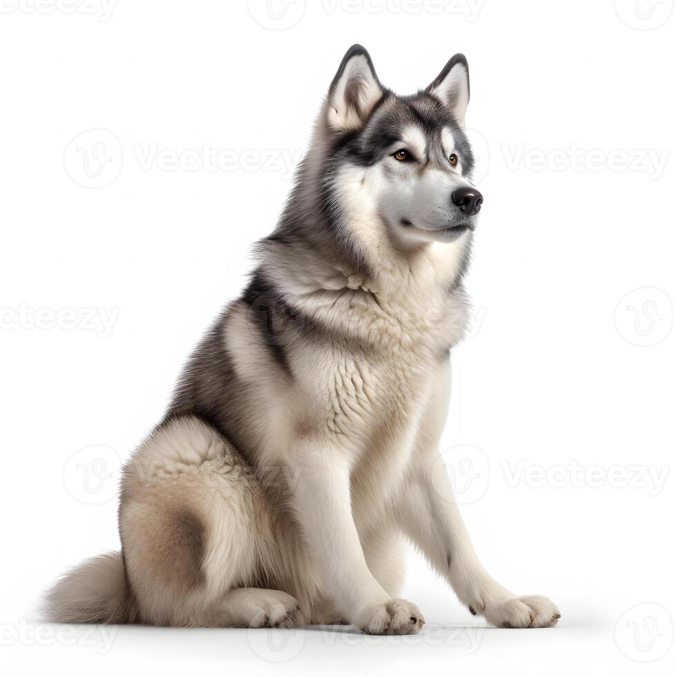 Alaskan mamlamut breed dog isolated on a clear white background photo