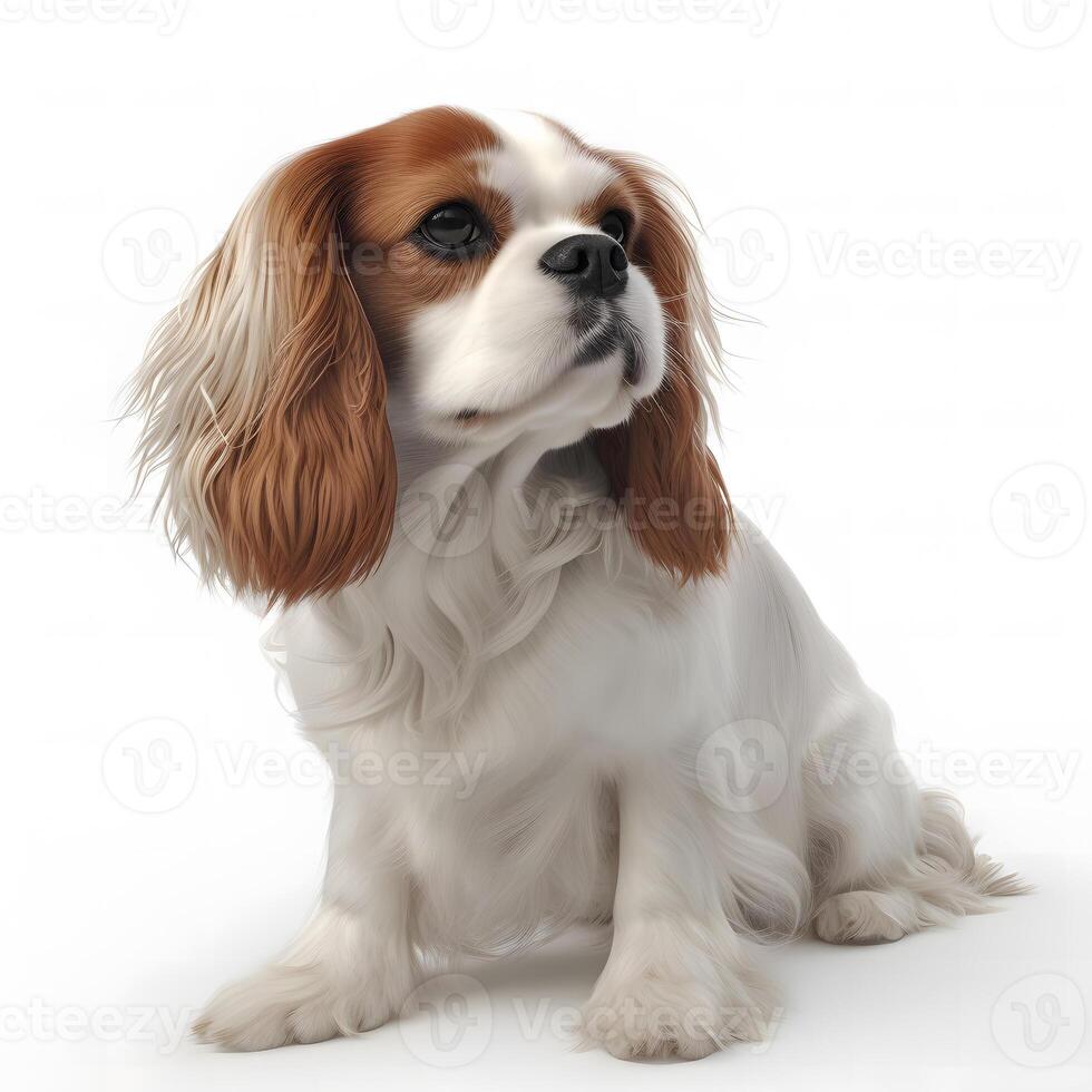 ai generativo caballero Rey charles spaniel raza perro aislado en un blanco antecedentes foto