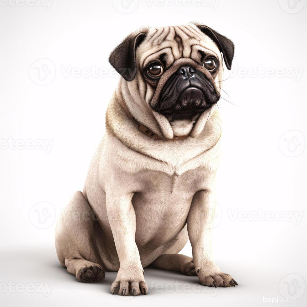 Pug breed dog isolated on a clear white background photo