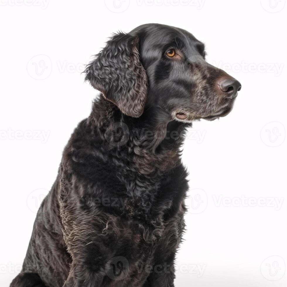 Curly coated retriever breed dog isolated on a clear white background photo