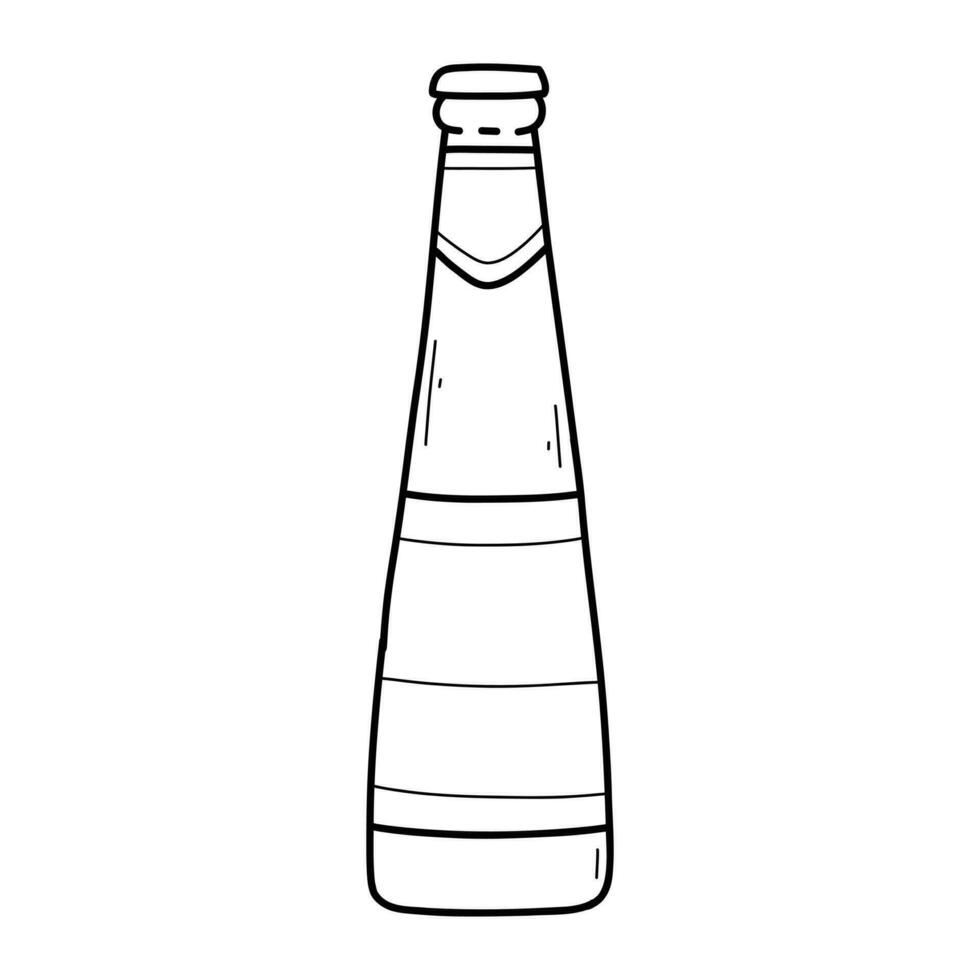 botella de cerveza en garabatear estilo. vector ilustración. lineal vaso botella.