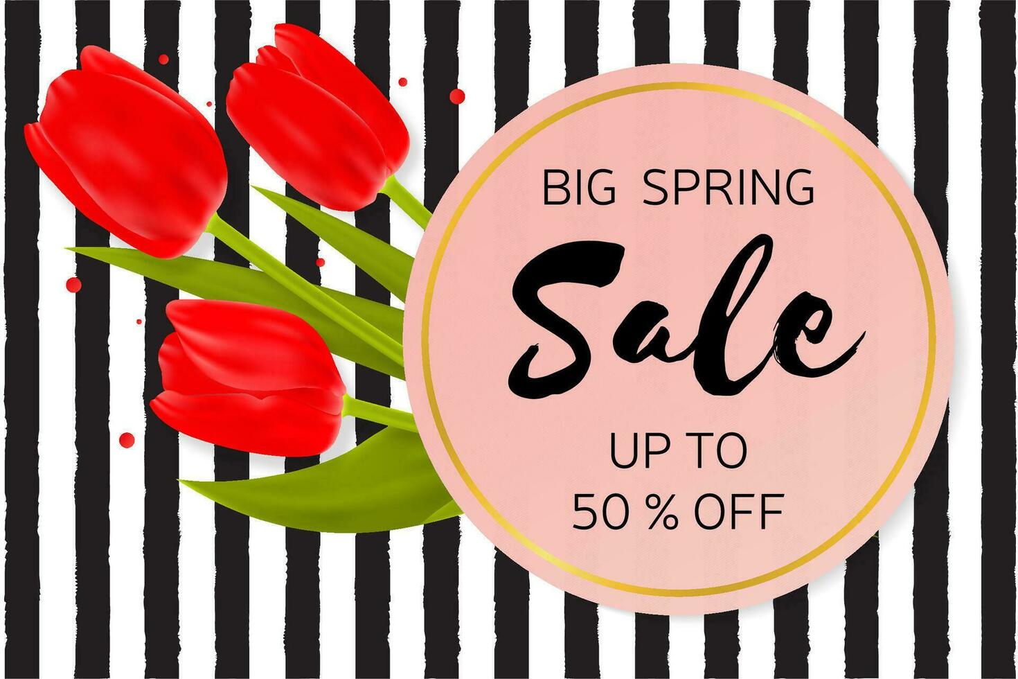 Big Spring sale background with beautiful flowers. vector