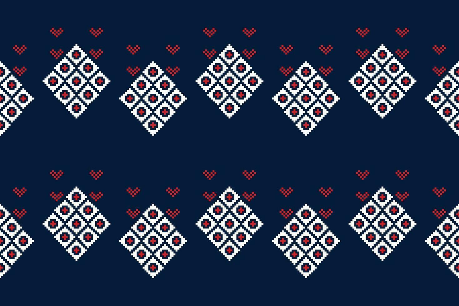 Ethnic geometric fabric pattern Cross Stitch.Ikat embroidery Ethnic oriental Pixel pattern blue background. Abstract,vector,illustration. Texture,clothing,frame,decoration,motifs,silk wallpaper. vector